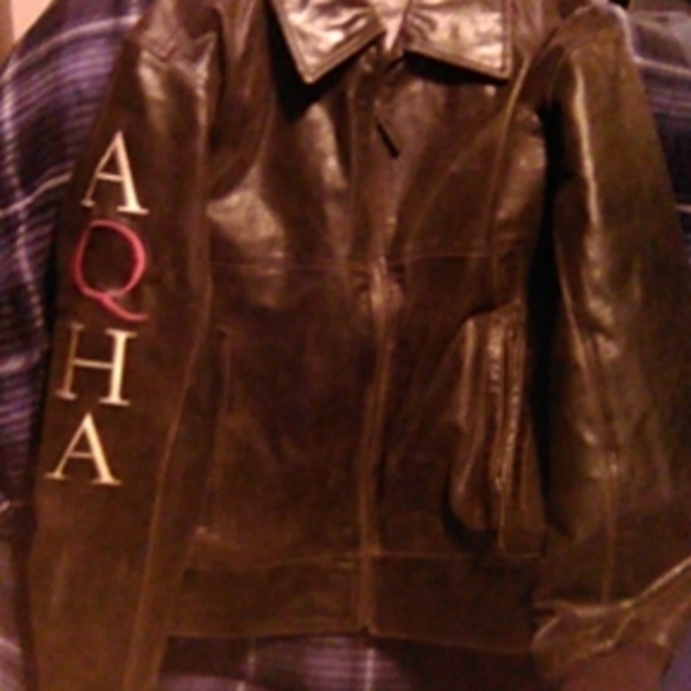 AQHA Women's Black Leather Bomber Jacket